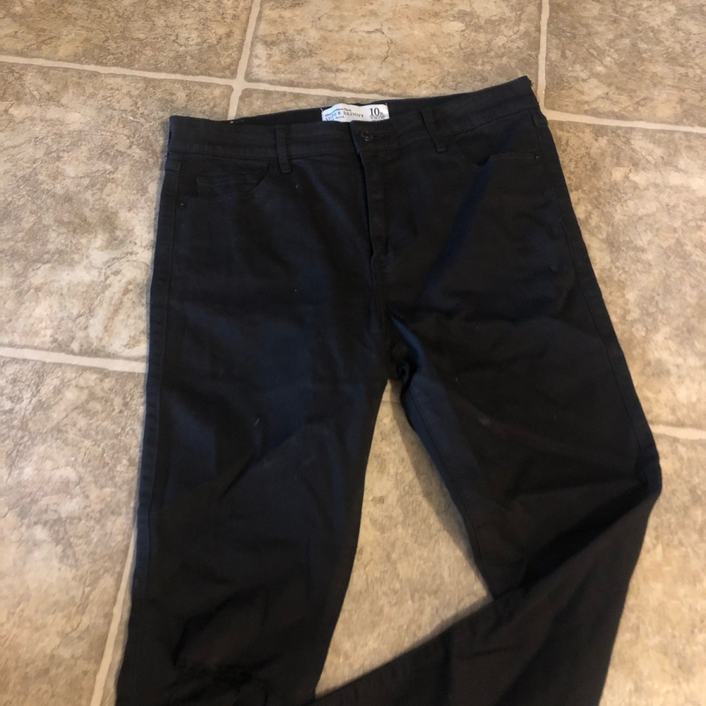 Black distress high waist jeggings